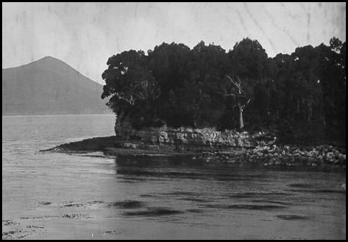 Point Puer from the Isle of the Dead, photographed in 1880