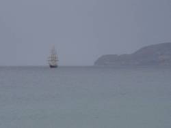 Square rigger at anchor