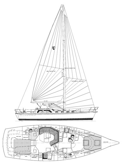 Tartan 4400 drawing on sailboatdata.com