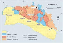 Geological sketch map of Menorca island (see geological section at Fig....  | Download Scientific Diagram