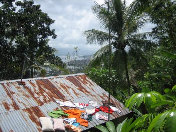 A view of Ambon over the neighbour's washing