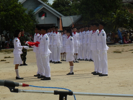 Preparing to raise the flag