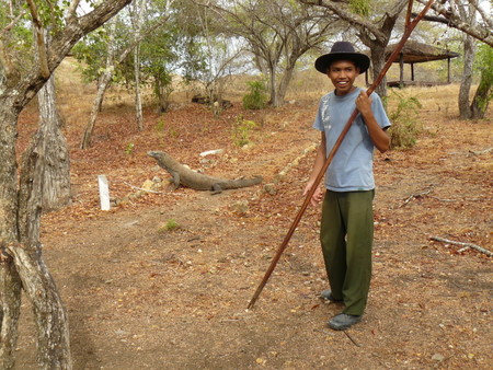 Irwan our guide with the stick to save us from dragons