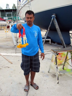 Mr Samran with flowers for our relaunch