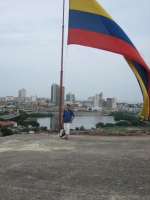 Under the flag.  Mags was there.