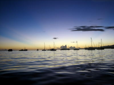 Boats awaiting a "weather window" to go south