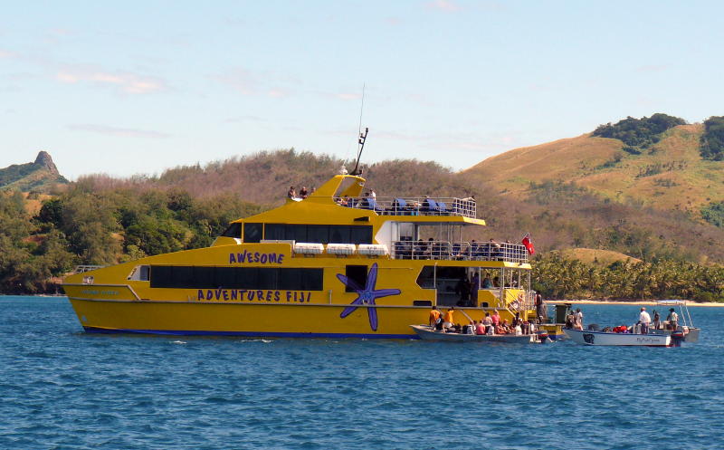 Rush hour in Blue Lagoon.  The back packers have arrived.