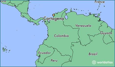 map showing the location of Cartagena