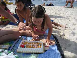 Celebrating Maddie's birthday on the beach