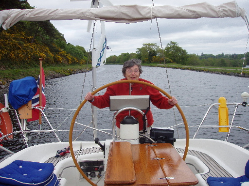 Molly steers us along the canal.