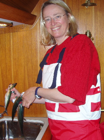 Rønnaug with the catch of the day - tonight's dinner