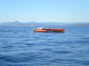 Solar powered boat off Porquerolles.JPG