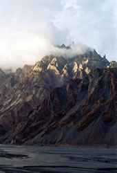 The dominating form of Passu Peaks. A thousand spires singing to the stars off the upper Karakorum Highway