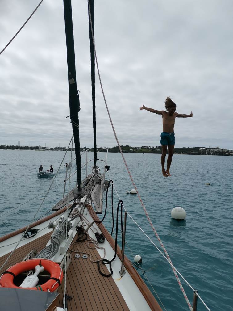 A person jumping off a boat

Description automatically generated with medium confidence