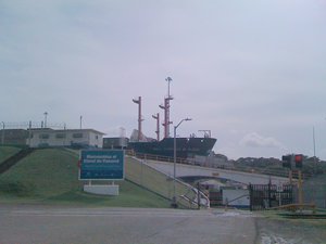 Container ship transitting the Panama Canal